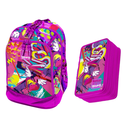 Set zaino + astuccio completo TINTA UNITA YOUNG kiss