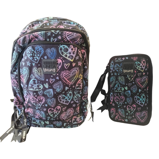 Set zaino + astuccio completo TINTA UNITA YOUNG heart