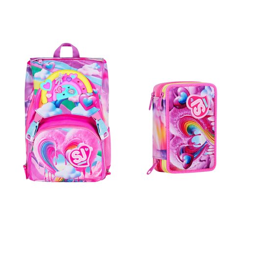 Set Zaino + Astuccio 3 ZIP SJ GANG JOYFUL PINS GIRL