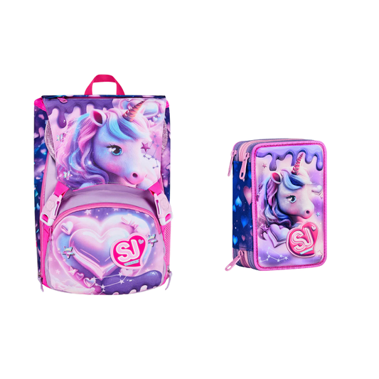 Set Zaino + Astuccio 3 ZIP SJ GANG PIXIE UNICORN