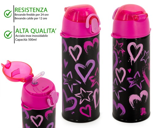 BORRACCIA TERMICA C/CANNUCCIA 500ML JULIAN ROSS HEARTS